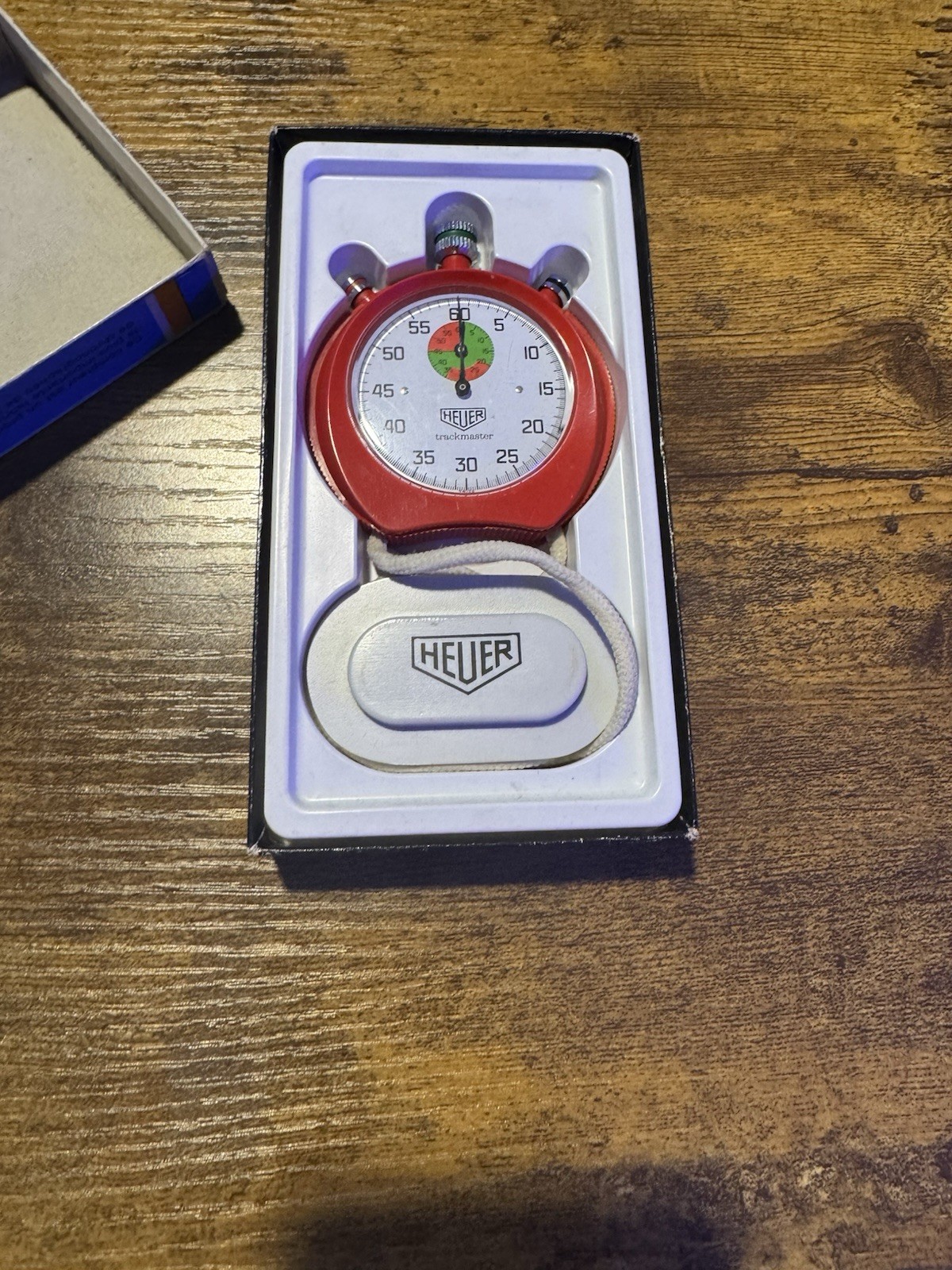 Vintage Heuer Trackmaster Ref. 8047 Rouge Stopwatch Swiss Made w/ Box & Papers