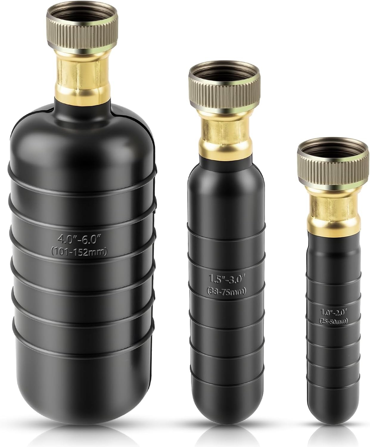 3 PCS Drain Cleaning Bladder Kit, Fits 1" to 6" Pipes, Water Pressure Black