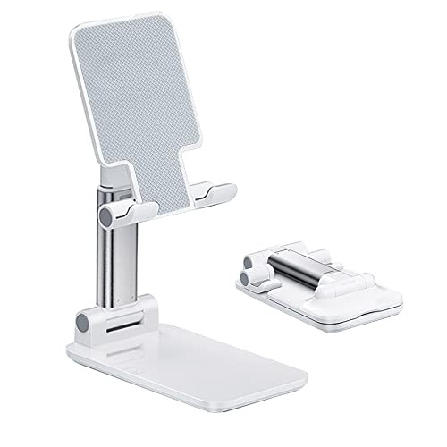 Cell Phone Stand, Angle Height Adjustable Cell Phone Holder with Silicon White