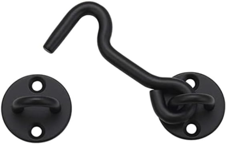 Elegant 4-Inch Privacy Hook and Eye Latch for Sliding Barn Doors - Black