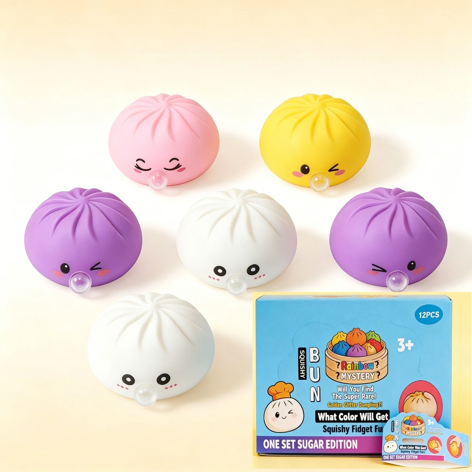 Rainbow Dumpling Squishy Fidget Toy Slow Rebound Squeeze Ball Gift
