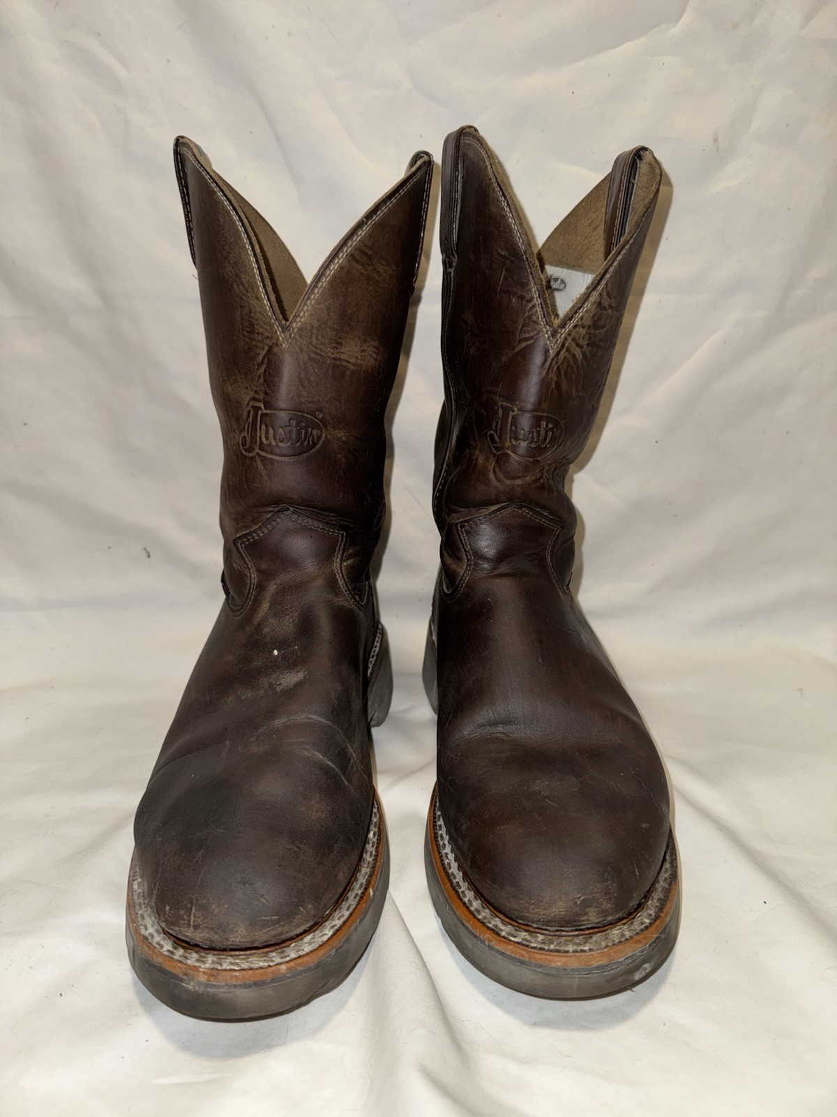 Justin Boots Men's Brown Leather Cowboy Western Boots Size 9.5 D