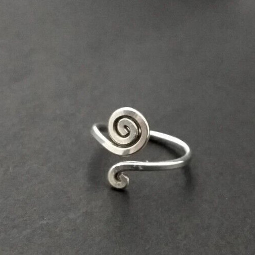 Solid Metal 925 Sterling Silver Womens Adjustable Toe Ring 14k White Gold Plated