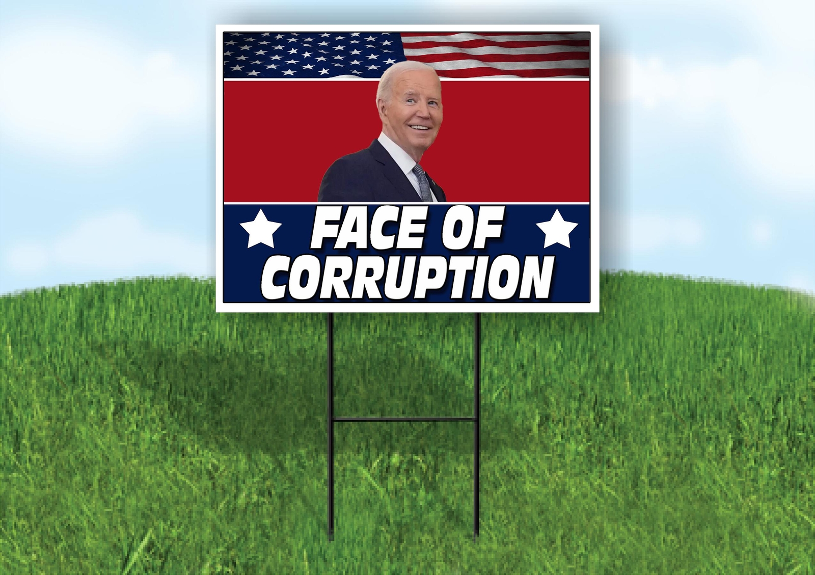 FACE OF CORRUPTION 18x24 in Yard Road Sign w/ Stand