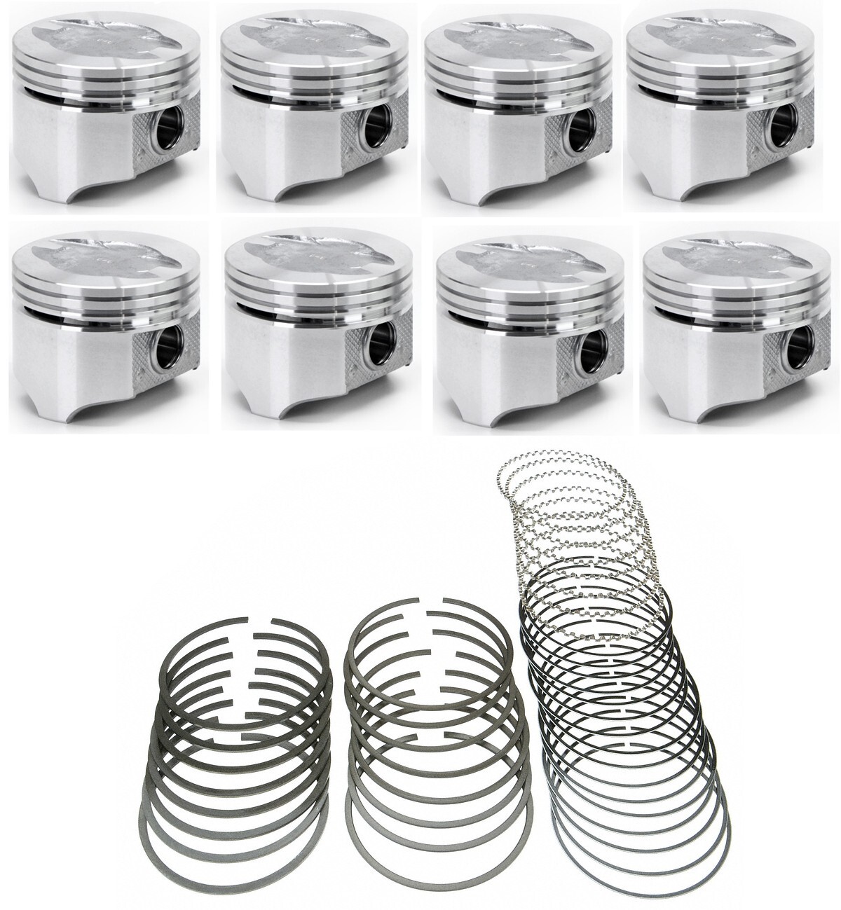 SILVOLITE Dish Pistons Set/8+CAST Rings for Ford FE 390 1968-76+Mercury 410 STD