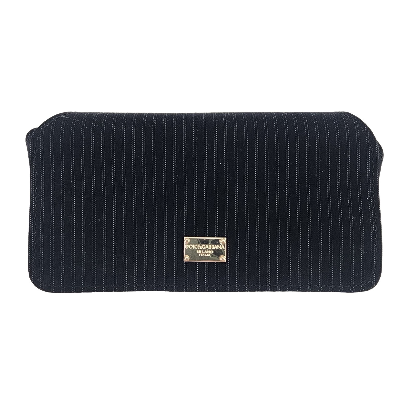 Dolce And Gabbana Eyeglasses Sunglasses Case Soft Black Striped Magnetic Used