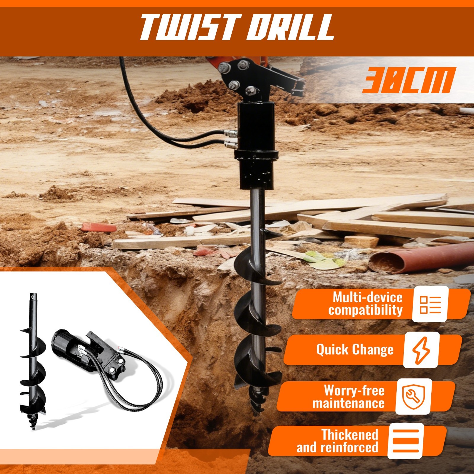 Ultimate 9-in-1 Digger Attachment Set: From Demolition to Leveling & Raking