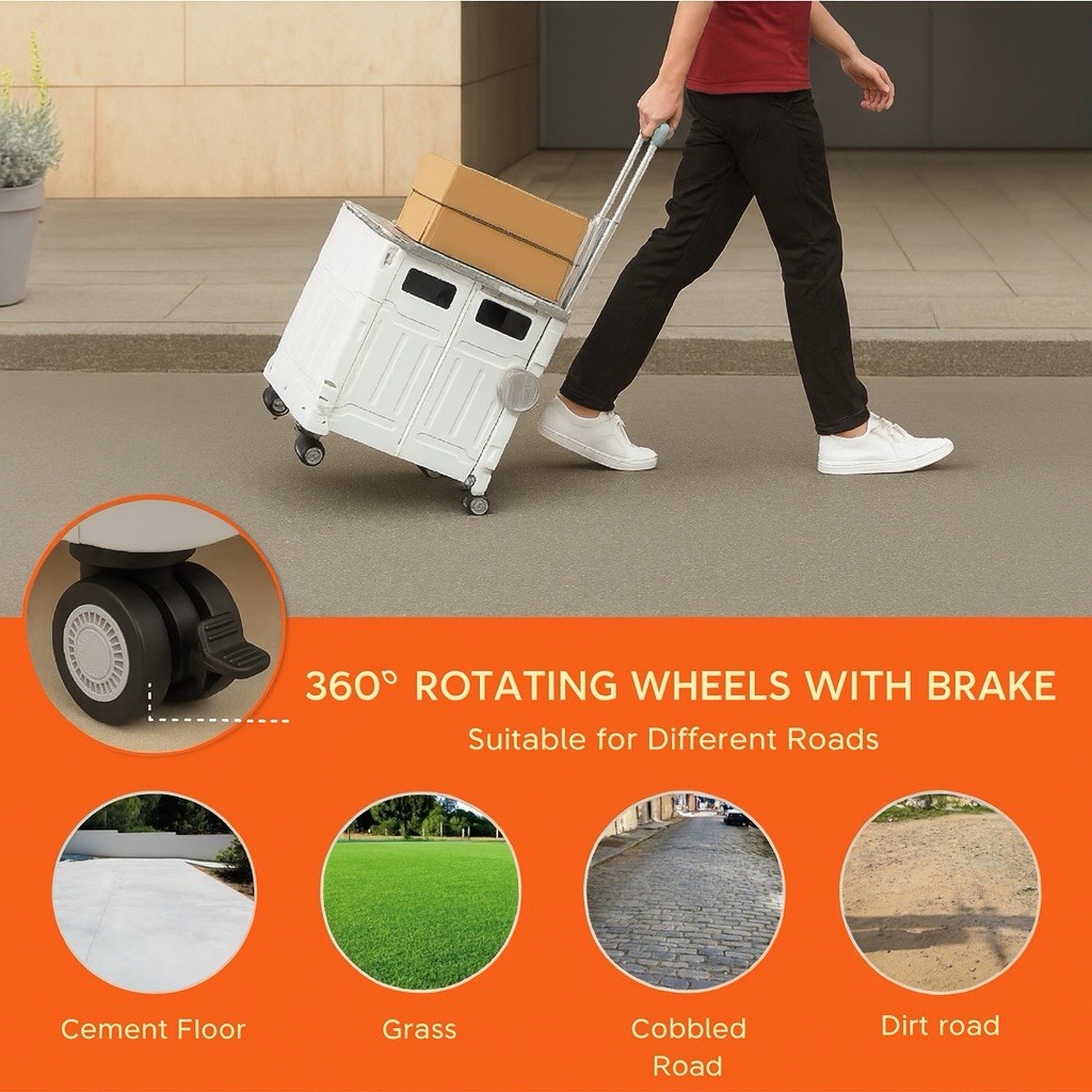 Extra Large Foldable Utility Cart with Lid, Rolling Crate on Wheels（Green）