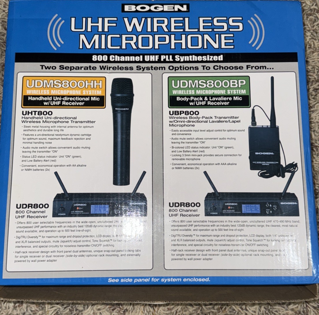 Wireless Microphone -Bogen 800 channel UHF Pll synthesized wireless system