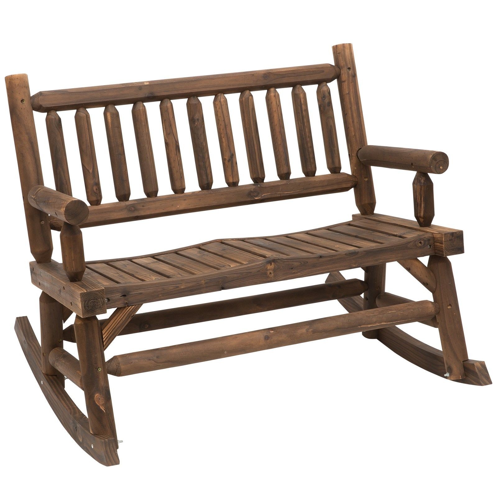 High-Capacity Wooden Rocking Bench, 44in Width 550lb Limit Design