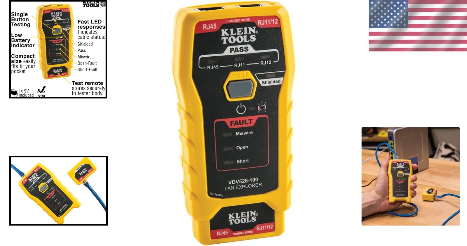 Compact Battery-Powered Network Cable Tester - Reliable VDV Testing Solution