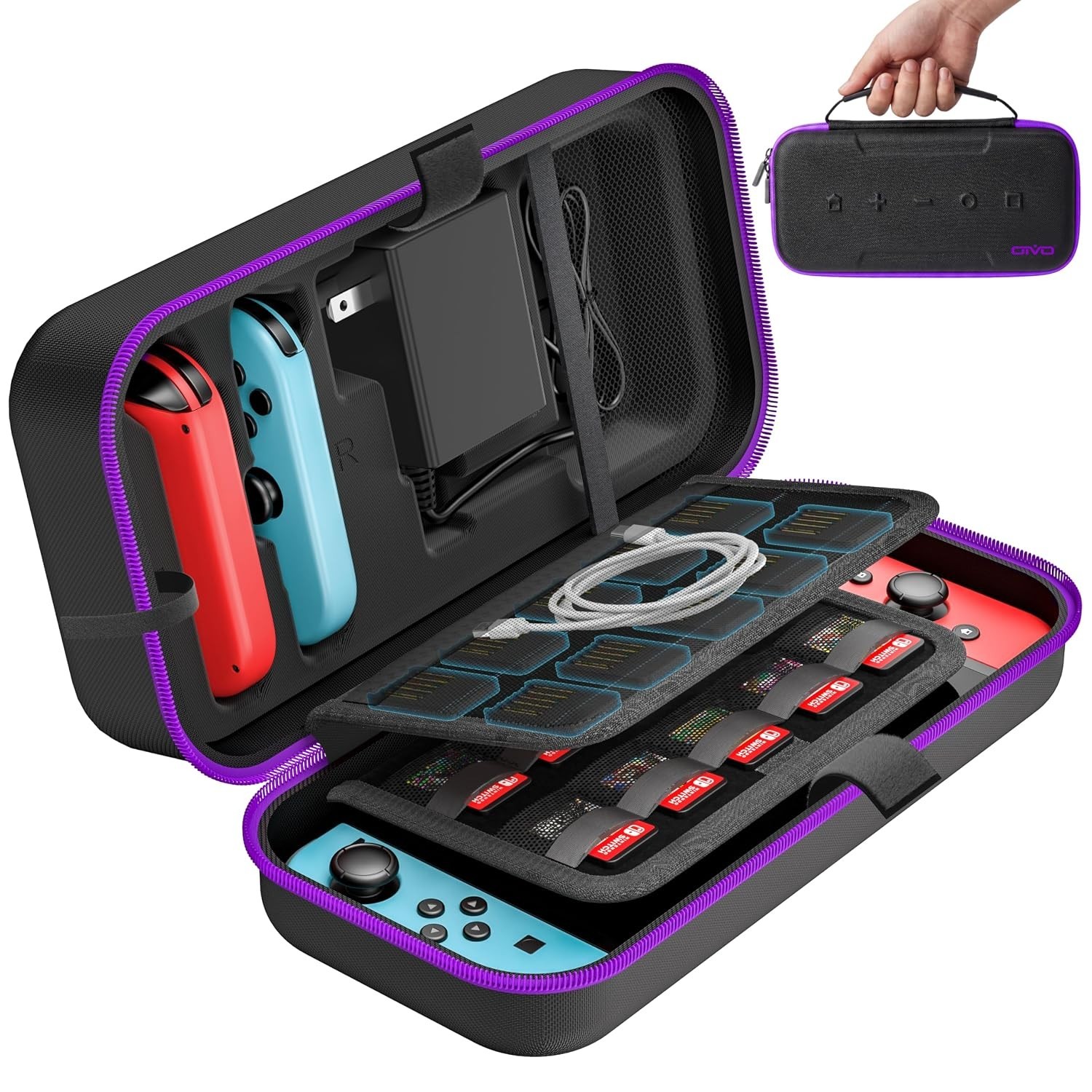 Carrying Case Compatible with Nintendo Switch/OLED - Fit for Joycon and AC Ad...