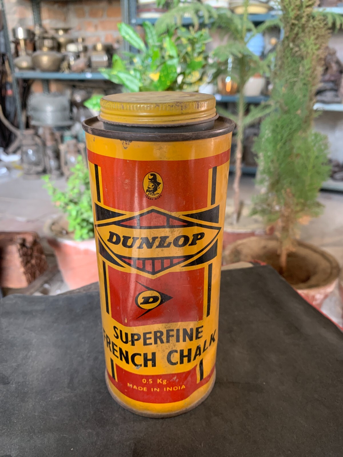 Vintage Dunlop Advertising Superfine French Chalk Box Tin Box Made In India