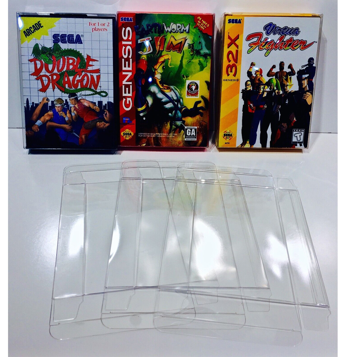 Clear Display Protective Box Protector Sleeve Case For Sega Genesis 32x Cib Game