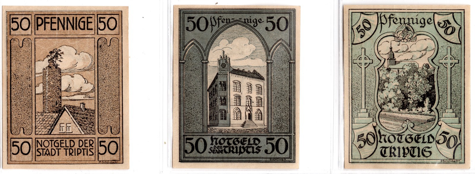 1921 Germany Triptis Notgeld 3 Note Set (1886)