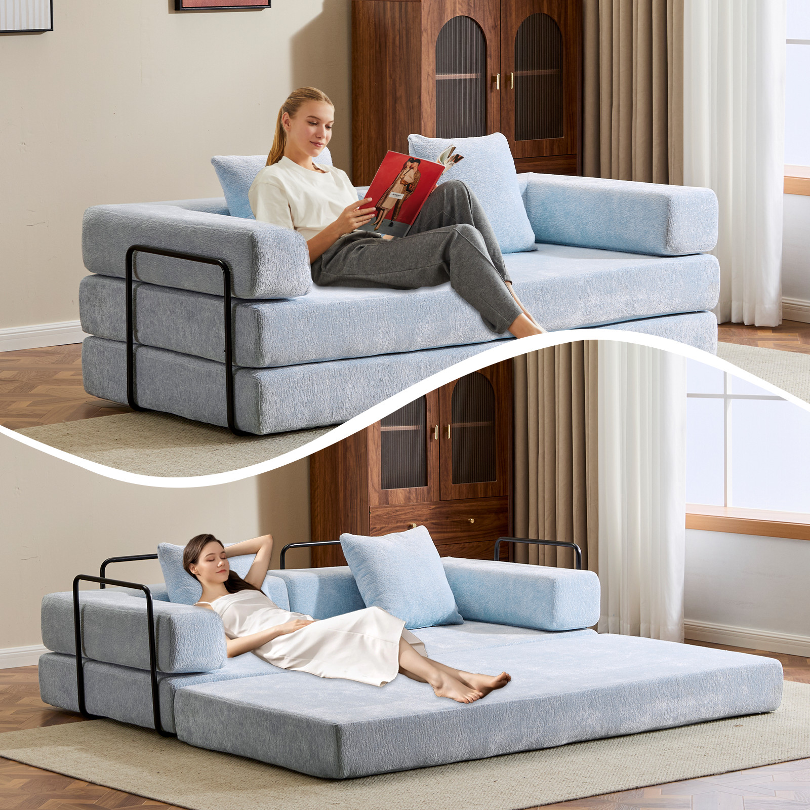 ❄️FREE SHIPPING!❄️Couch/Sofa/Bed Sleeper NO ASSEMBLY 4 Living Room, Guest. Bed!