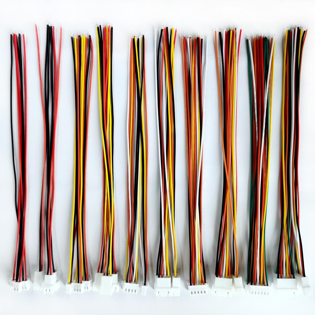 BOJOUL for 15 Sets JST XH 2.54mm 2 + 3 + 4 +5 + 6 Pin 26AWG Male + Multicolor
