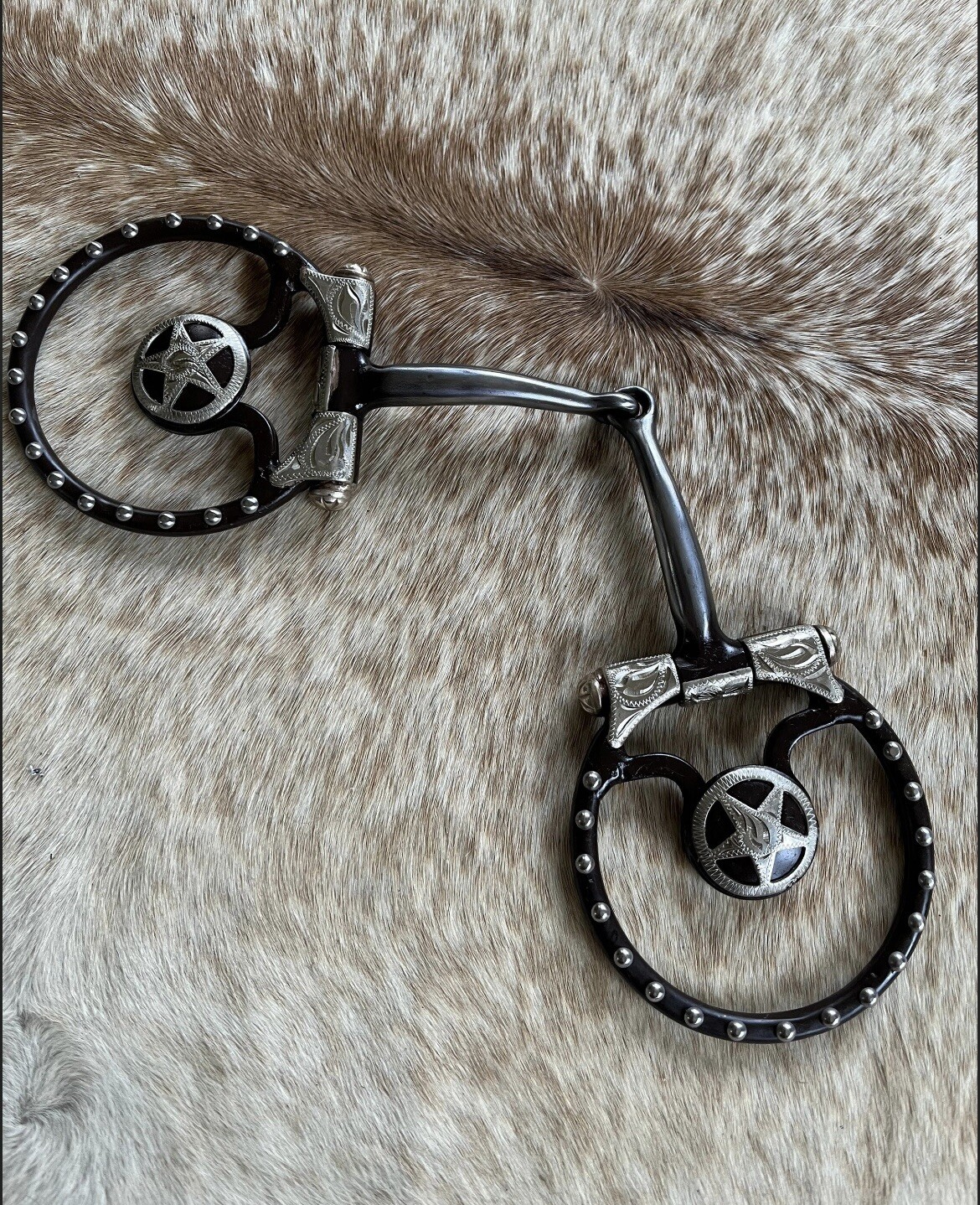Western Snaffle Bit 5 1/4” Mouth Texas Star Engraved Silver