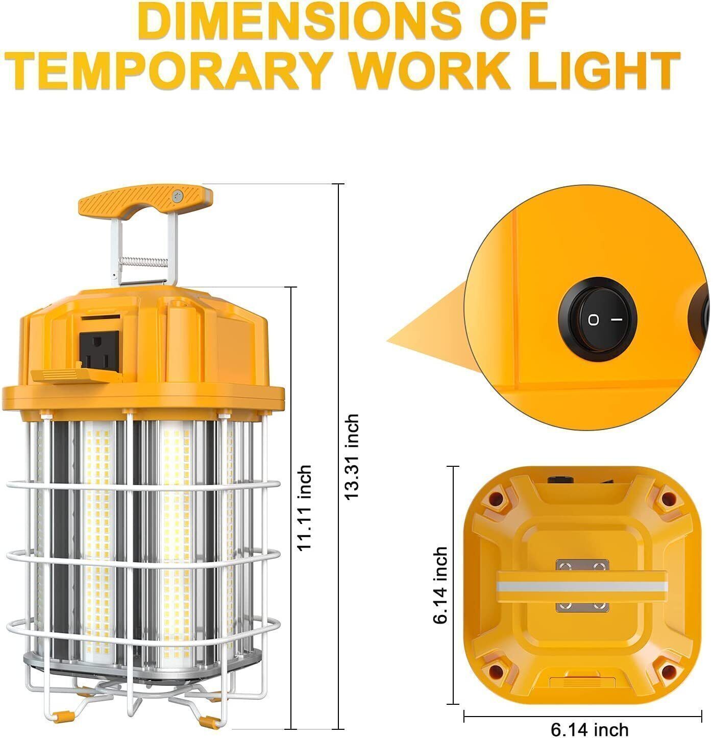 150W LED Temporary Work Light Linkable Construction Jobsite Lamp 22500LM US Plug