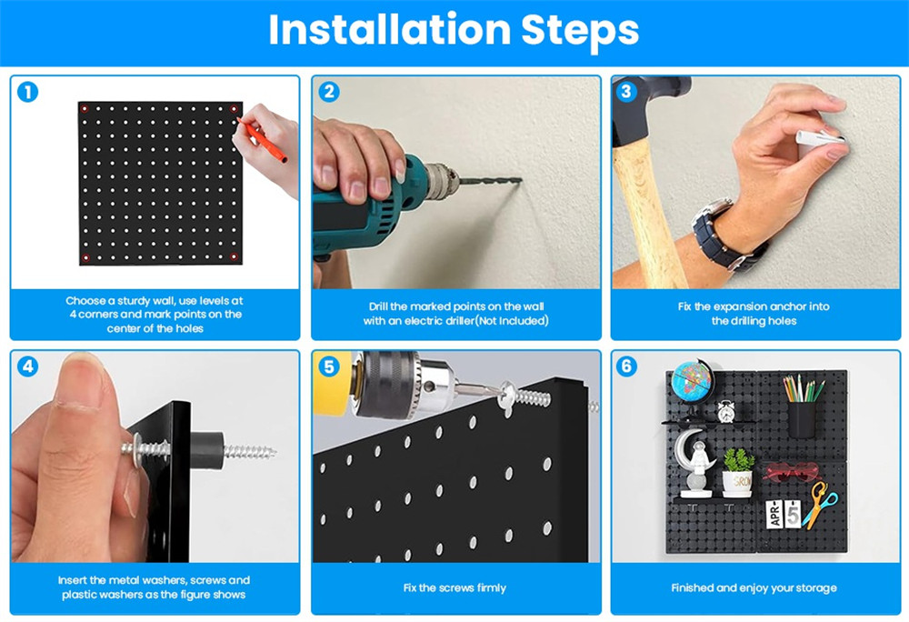 4 Pcs Pegboard Metal Pegboard Wall Panels - Pegboard Wall Organizer System