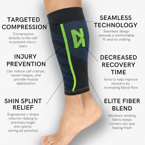 Featherweight Compression Leg Sleeves - Relieve Shin Splints, Medium Black
