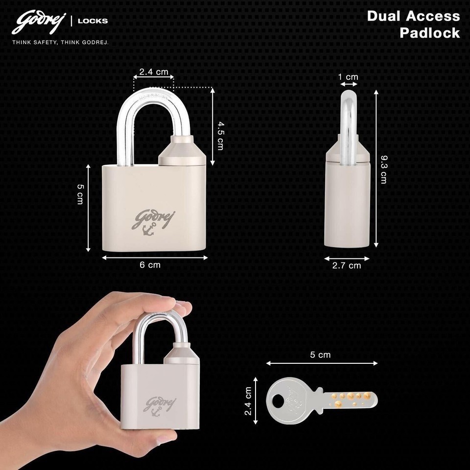 Godrej Dual Access Padlock with 2 Master Keys and 2 User Keys