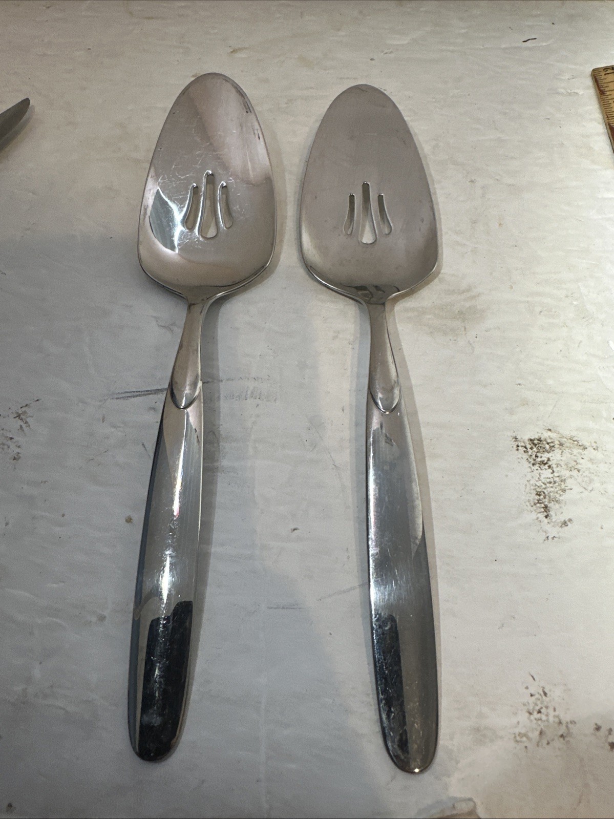 Vintage Lot Of 2 Oneida 10” Stainless Steel Pie Servers