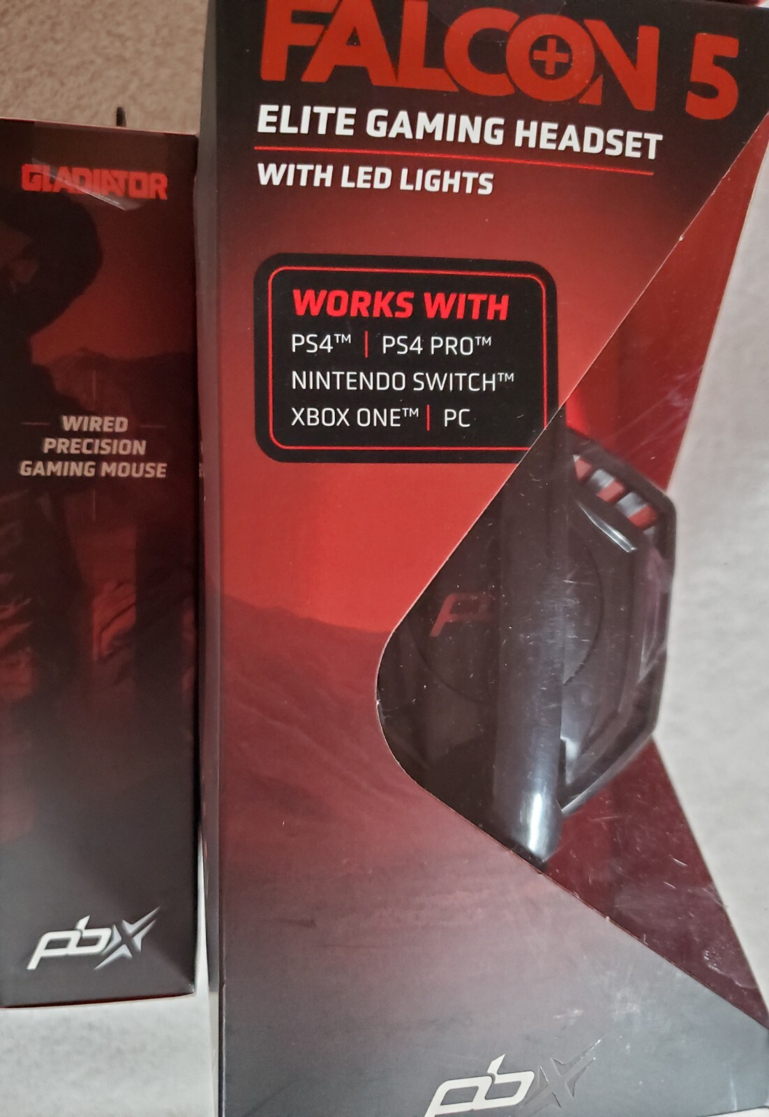 PBX Falcon 5 Elite Gaming Headset and Gladiator Wired Gaming Mouse Set