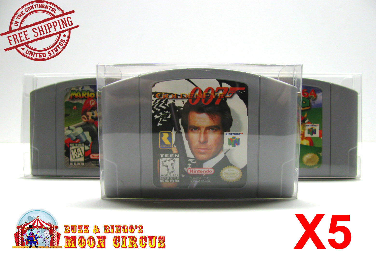 5x NINTENDO N64 GAME CARTRIDGE - CLEAR PLASTIC PROTECTIVE BOX PROTECTOR SLEEVE