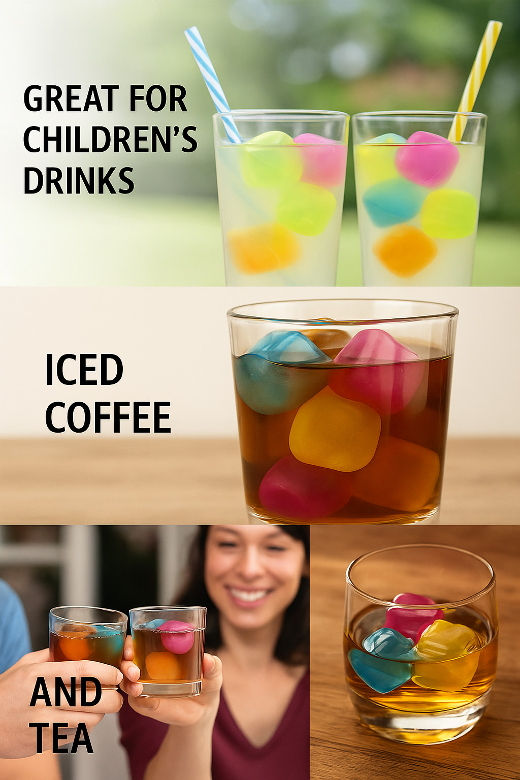 36-Pack Reusable Ice Cubes – 1" Square BPA-Free Multicolor Chilling Cubes