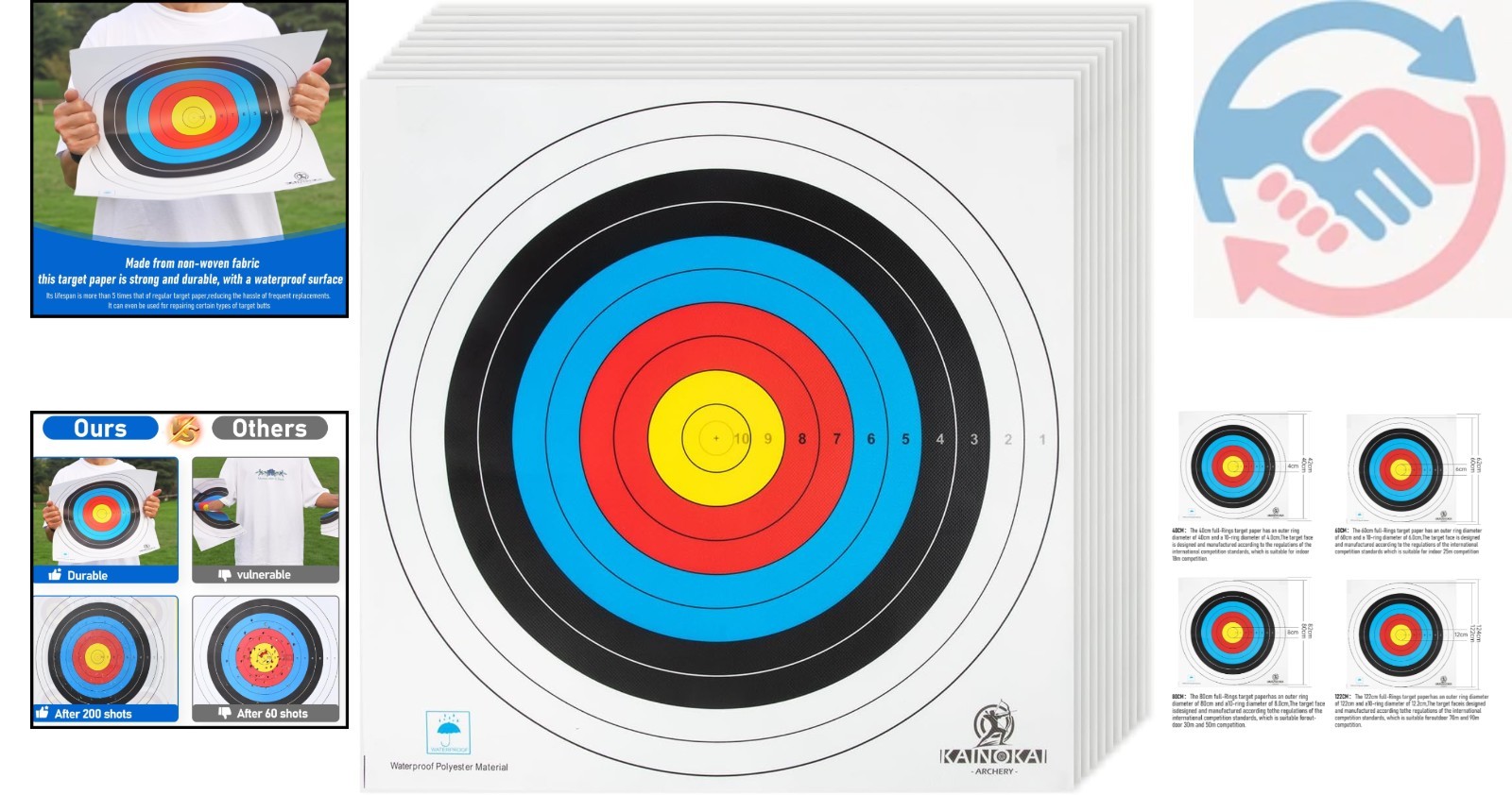 High-Quality Archery Target Paper - 10pcs, Ideal for Competitive Practice