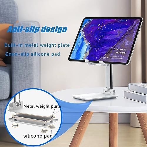 Cell Phone Stand, Angle Height Adjustable Cell Phone Holder with Silicon White