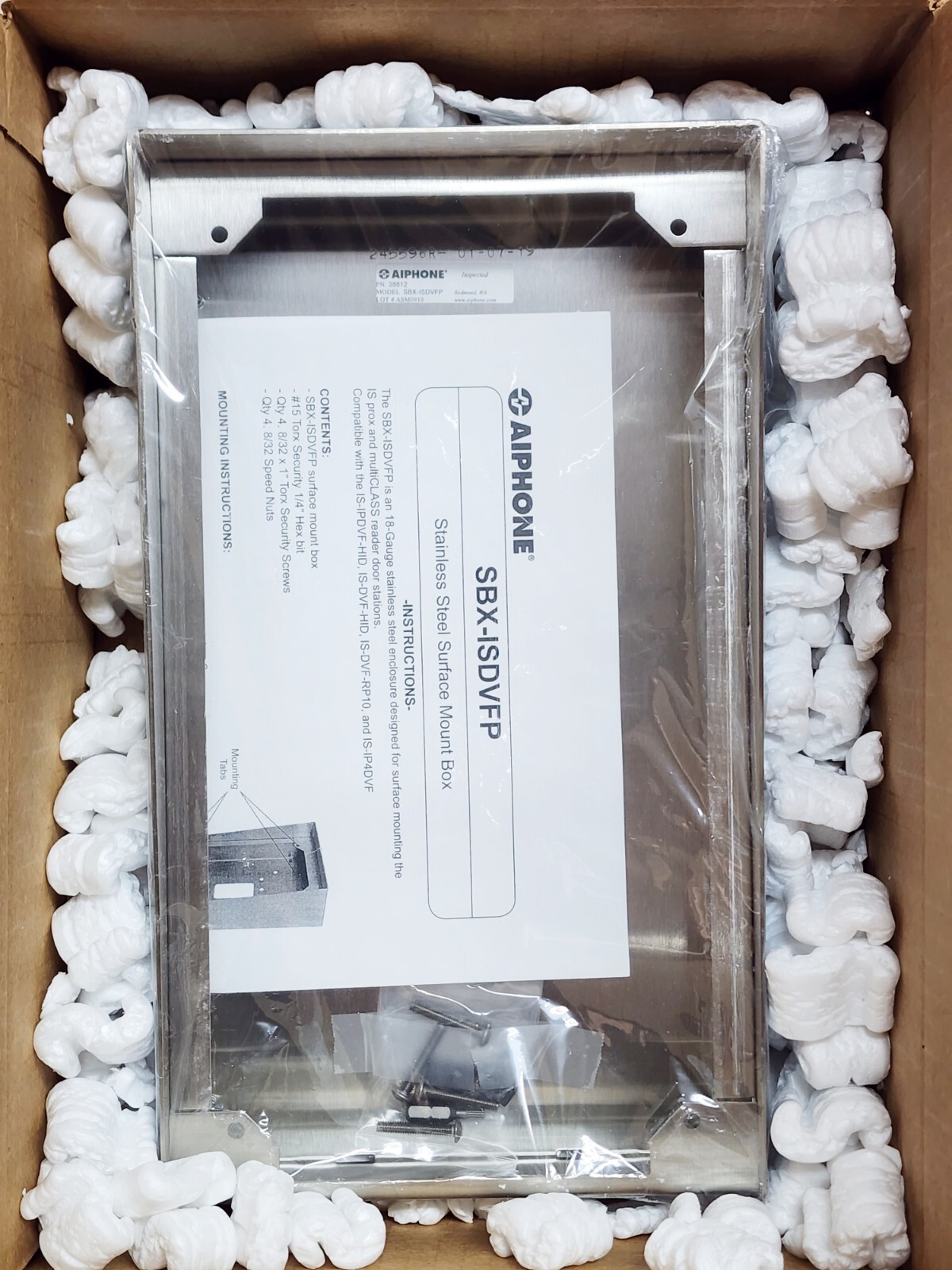 New AIphone SBX-ISDVFP Surface Mount Box For IS Series (See Description Below)