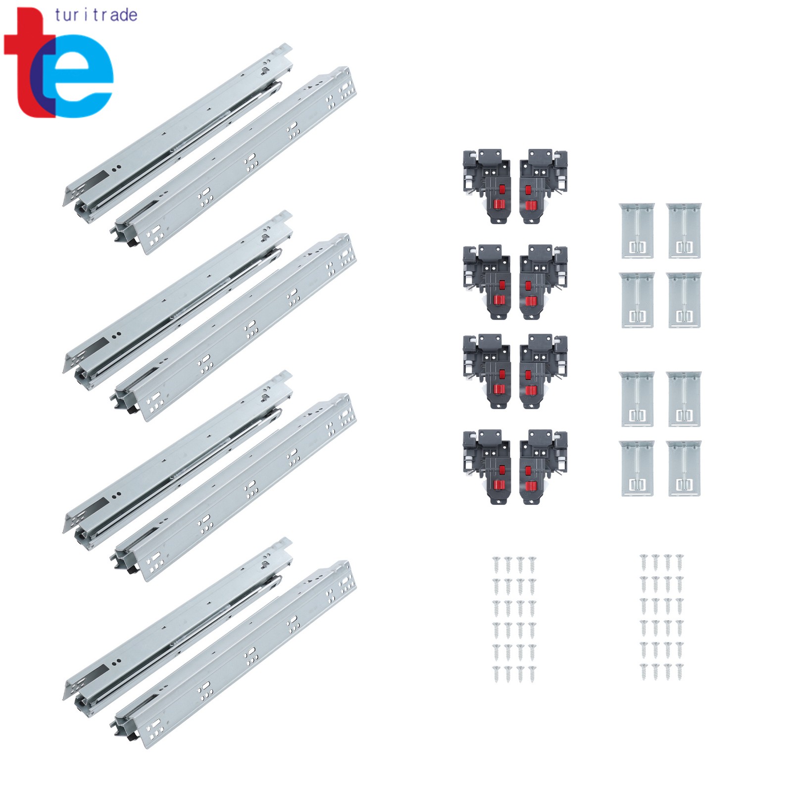 Concealed Undermount Drawer Runners 18" Soft Close with Mounting Screws