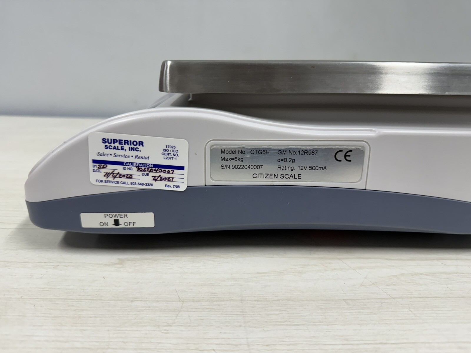 Citizen CTG-6H Compact Bench Scale With 6 Kilogram Capacity