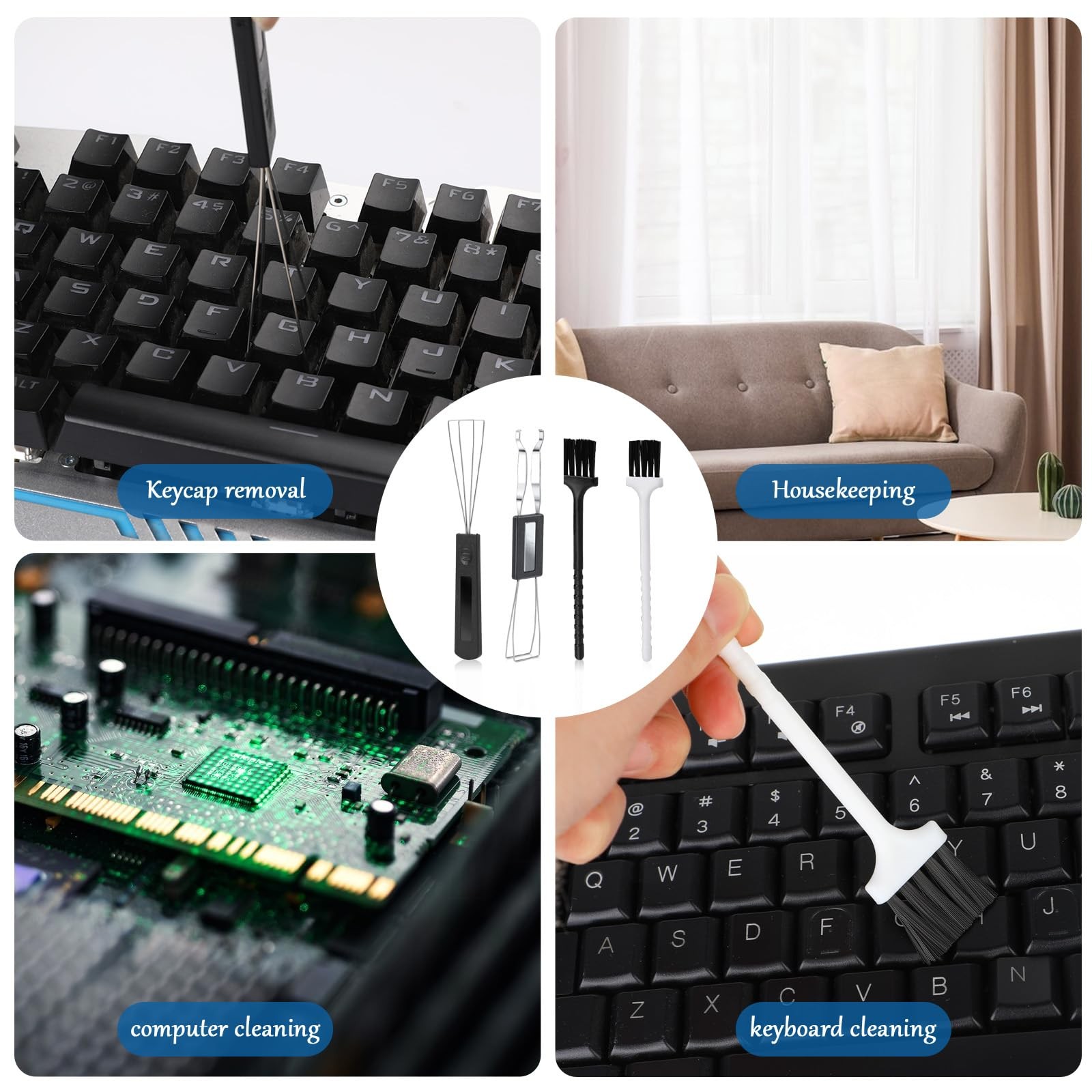 2PCS Keycap Puller Switch Puller 2PCS Keyboard Brush for Mechanical Keyboard
