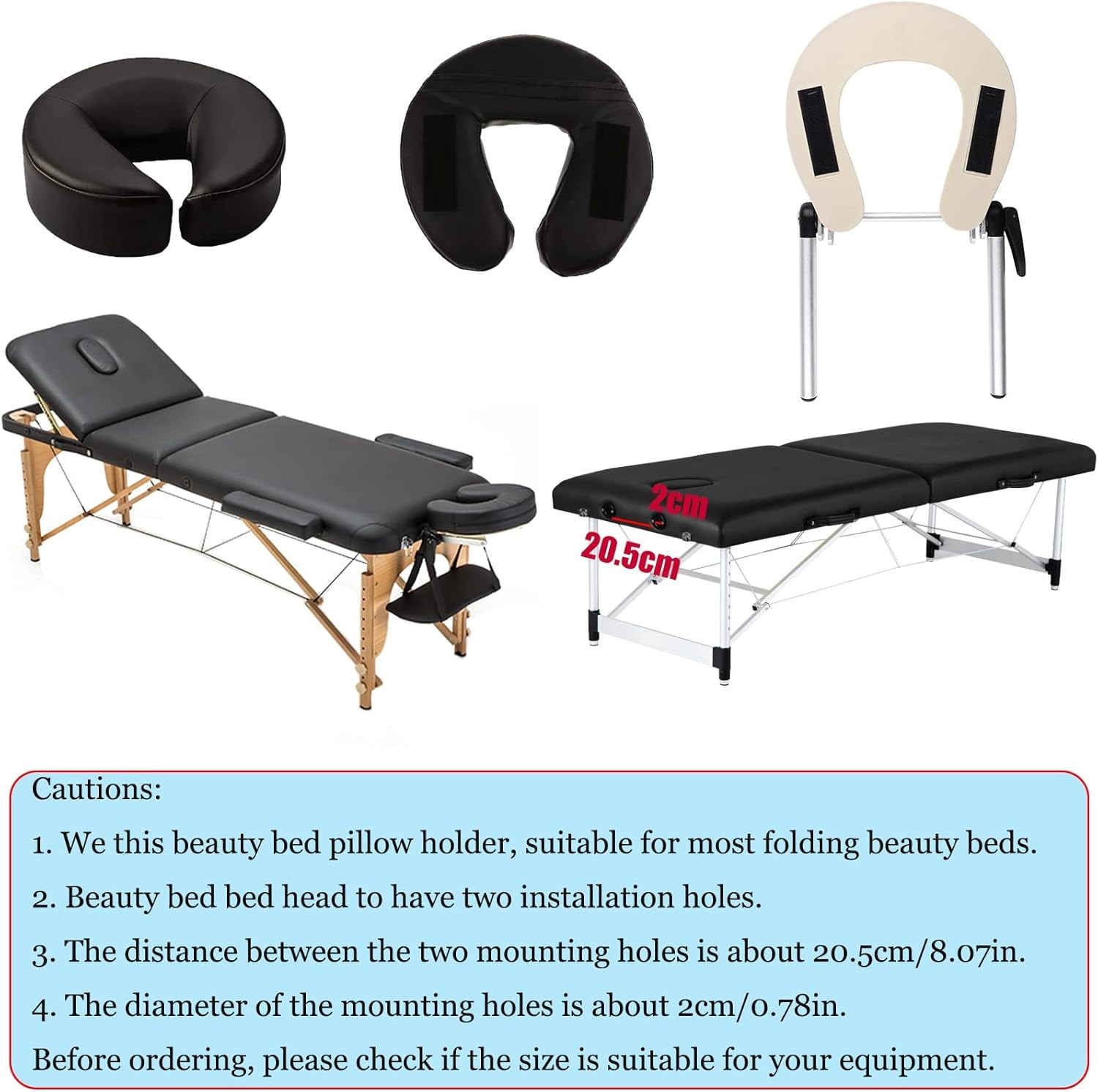 Massage Headrest - Aluminum Adjustable U-Shaped Pillow for Bed