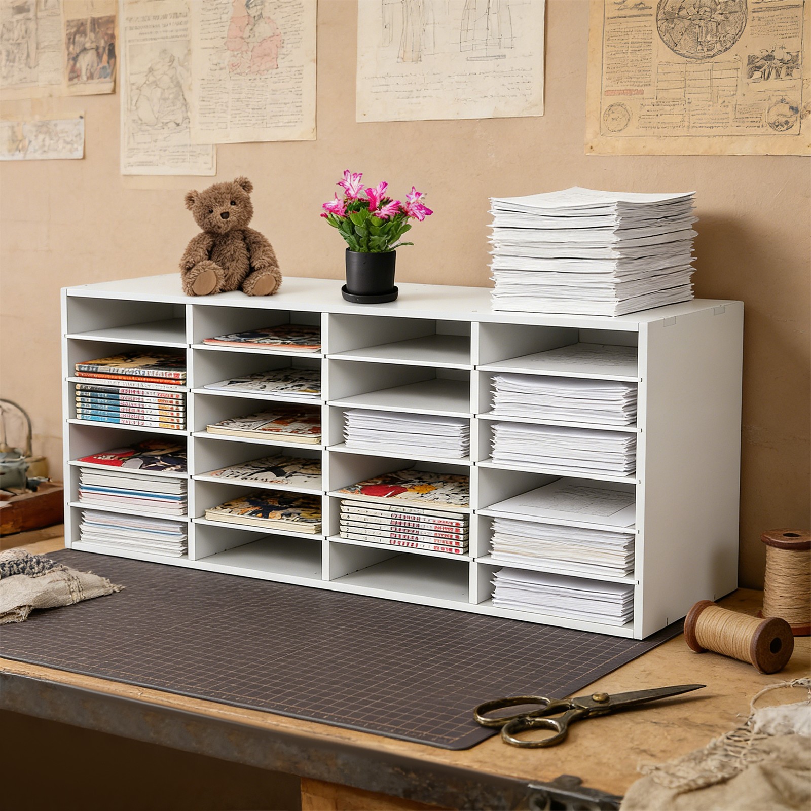 24 Slots Paper & Mail Organizer File Classification Cabinet Literature Organizer