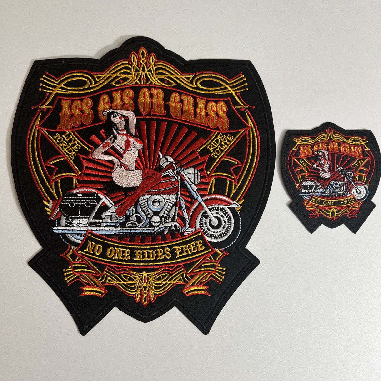 10 inch No One Rides Free Motorcycle  Patches Iron on Harley Davidson