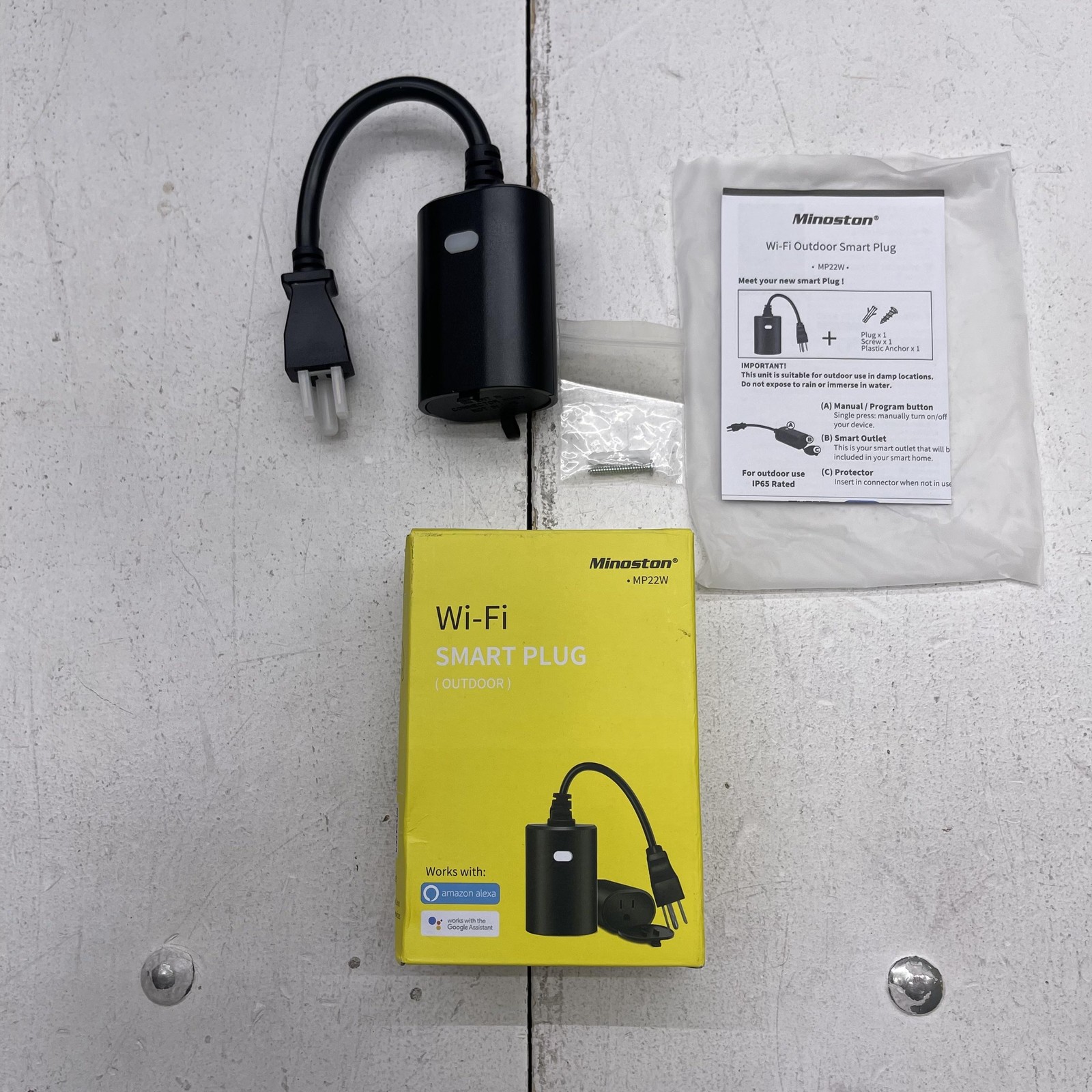 Minoston MP22W Wi-Fi Outdoor Smart Plug Outlet Black Alexa Google Assistant