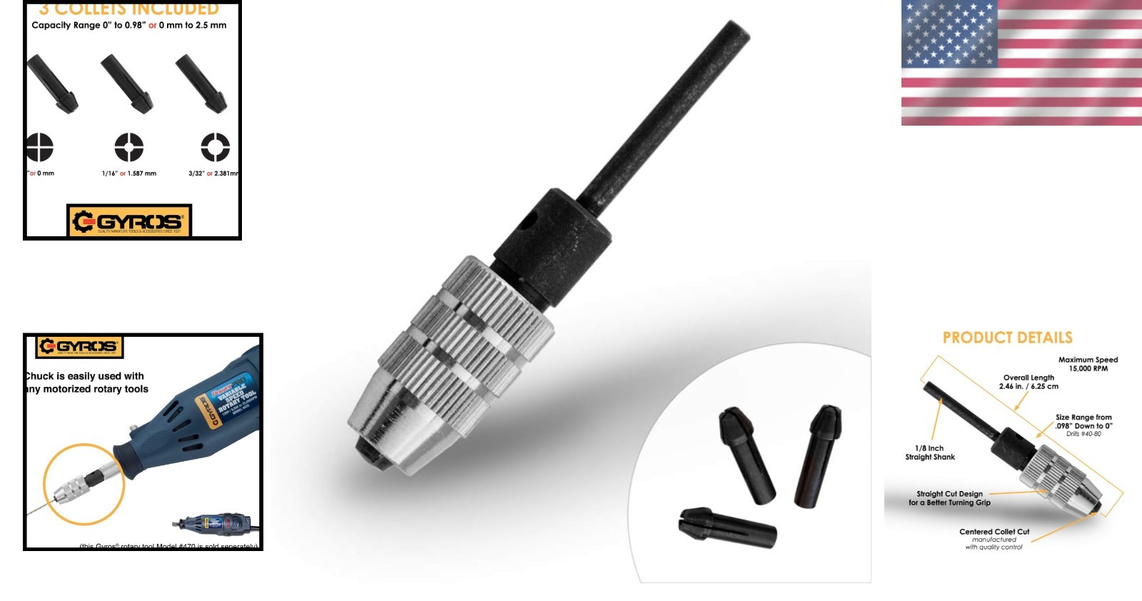 Micro Drill Chuck Adapter - Keyless, Lightweight, 3 Collets for Ultimate Control