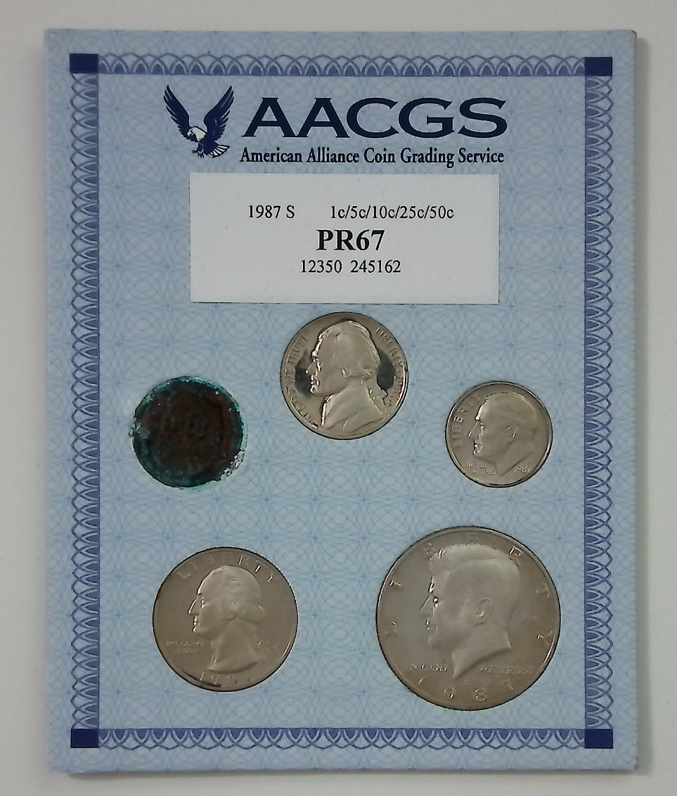 1987-S American Alliance Coin Grading Service 1C 5C 10C 25C 50C 5-Coin Set