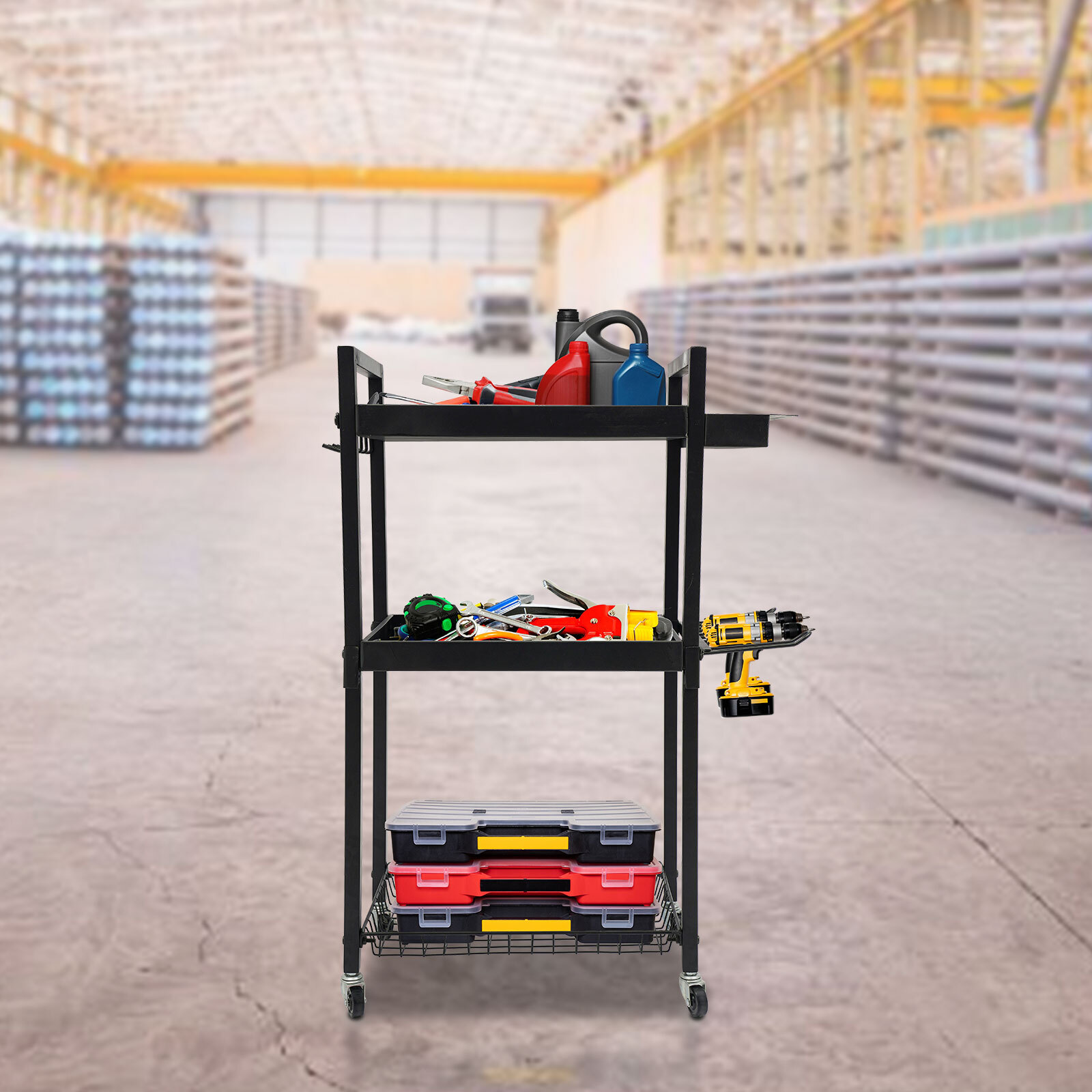 Power Tool Storage Cart Moveable, Tool Holder W/ Wheels For Tool Storage