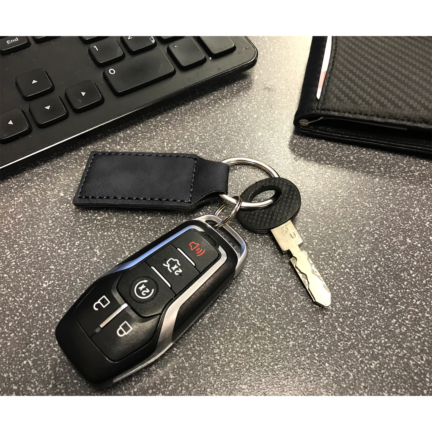 Dodge Durango Rectangular Black Leather Key Chain Key-Ring