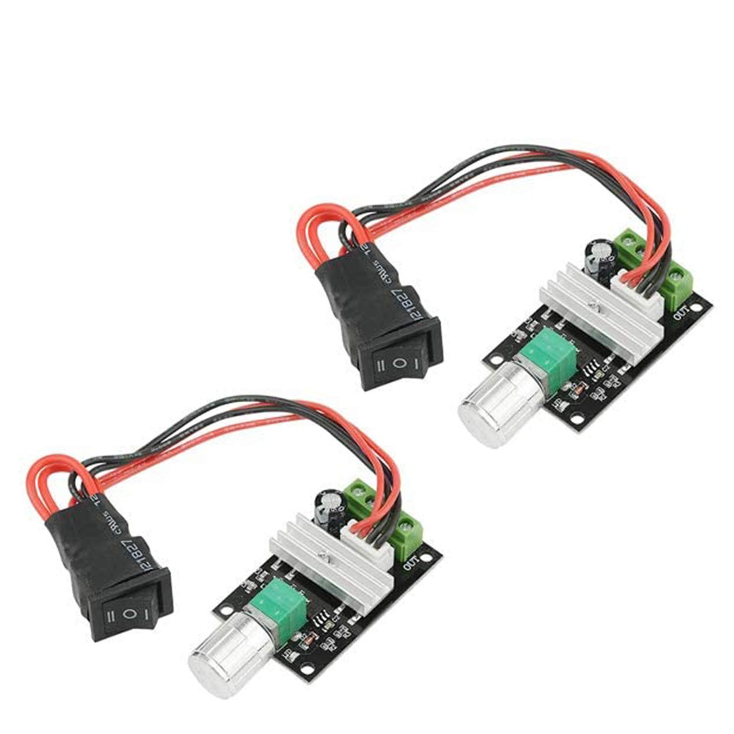 DC Motor Speed Controller 2 PCS PWM 6V-24V 3A 80W Reversible Switch Button