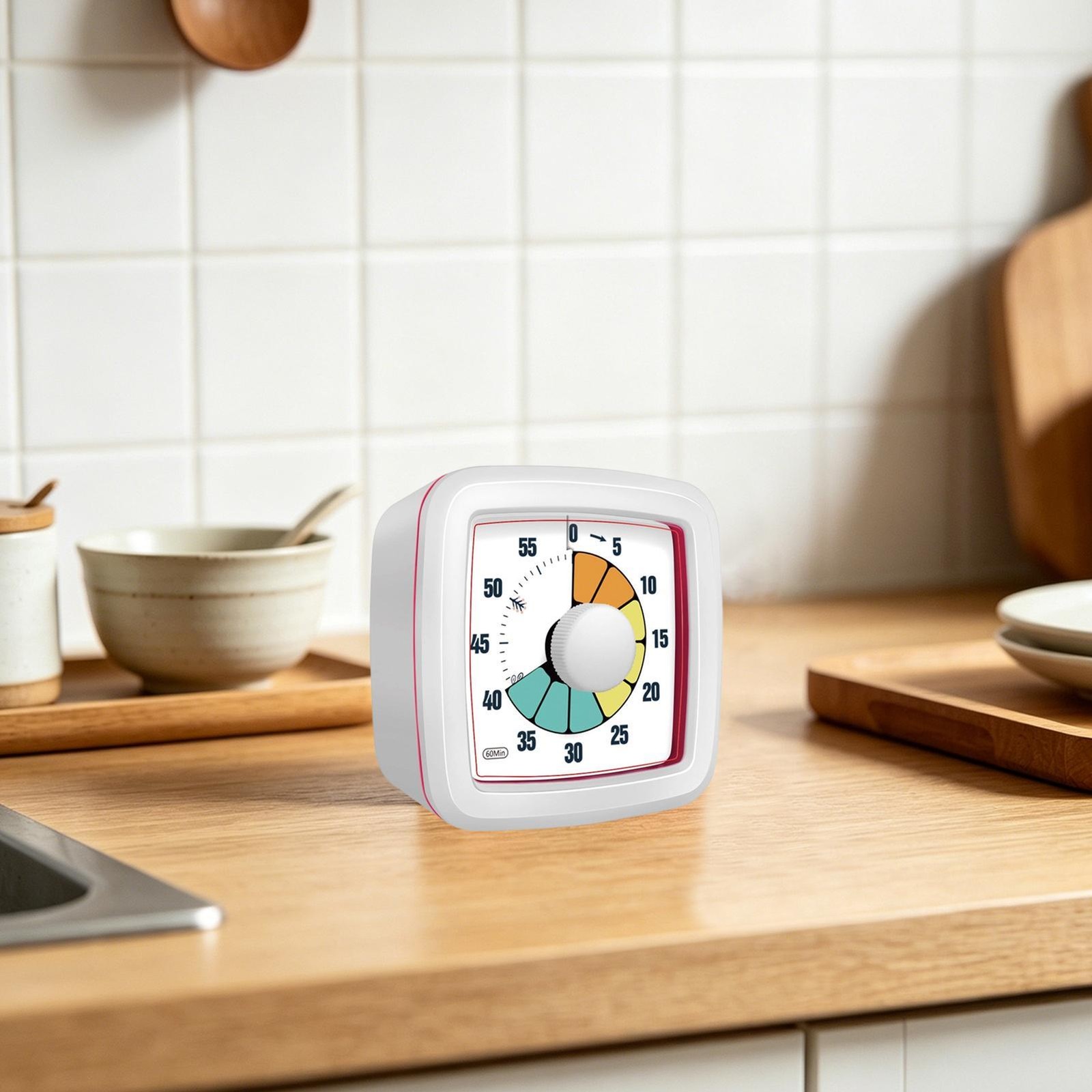60-Minute Visual Countdown Timer, Mechanical Kitchen Timer Clock Visual Timer