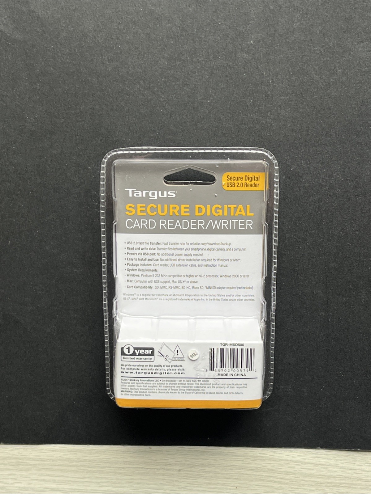 Targus Secure Digital SD Card Reader Writer USB High Speed For PC/Mac New