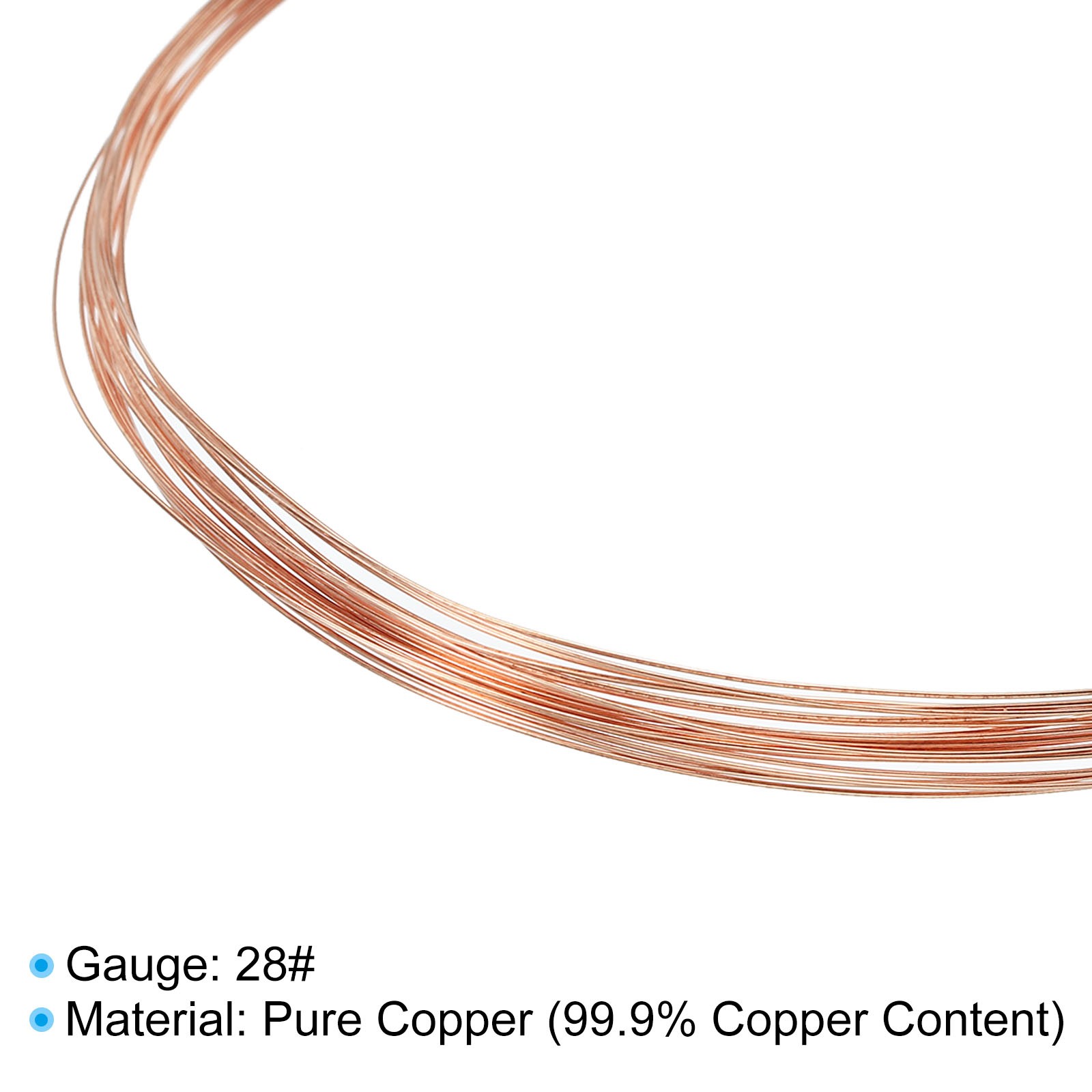 32.8Ft Solid Bare Copper Wire 28 Gauge 99.9% Pure Copper Wire Soft Beading Wire