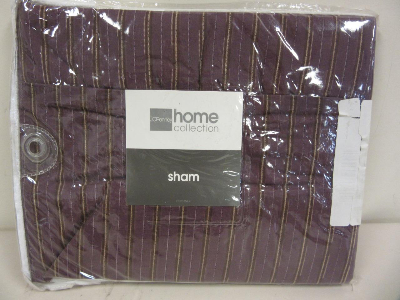 JCPenney Home Euro Sham Crossroad Purple Striped 25" Pillow Sham New
