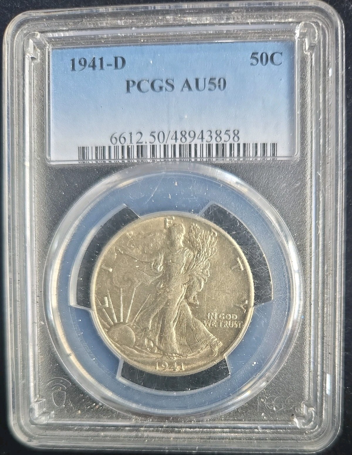 1941-D Liberty Walking Half Silver Dollar 50C PCGS AU50